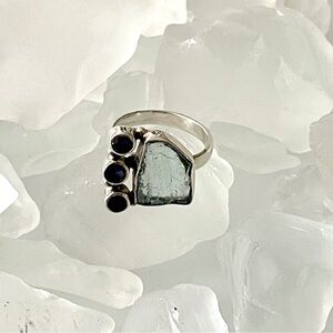 Silver and Blue Gemstone Ring